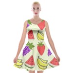 Fruits Pattern Background Food Velvet Skater Dress