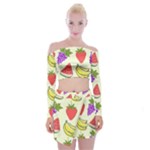 Fruits Pattern Background Food Off Shoulder Top with Mini Skirt Set