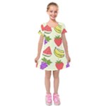 Fruits Pattern Background Food Kids  Short Sleeve Velvet Dress