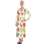 Fruits Pattern Background Food Velvet Maxi Wrap Dress
