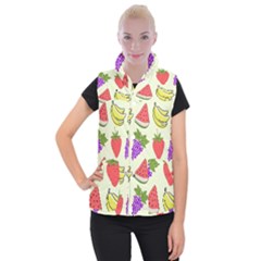 Fruits Pattern Background Food Women s Button Up Vest from ArtsNow.com