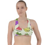 Fruits Pattern Background Food Criss Cross Racerback Sports Bra