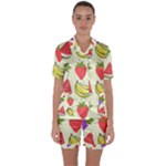 Fruits Pattern Background Food Satin Short Sleeve Pajamas Set