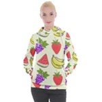 Fruits Pattern Background Food Women s Hooded Pullover