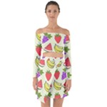 Fruits Pattern Background Food Off Shoulder Top with Skirt Set