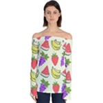Fruits Pattern Background Food Off Shoulder Long Sleeve Top