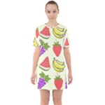 Fruits Pattern Background Food Sixties Short Sleeve Mini Dress