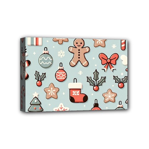 Christmas Cartoon Pattern Mini Canvas 6  x 4  (Stretched) from ArtsNow.com