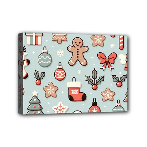 Christmas Cartoon Pattern Mini Canvas 7  x 5  (Stretched) from ArtsNow.com