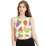 Fruits Pattern Background Food V-Neck Cropped Tank Top