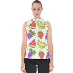 Fruits Pattern Background Food Mock Neck Shell Top