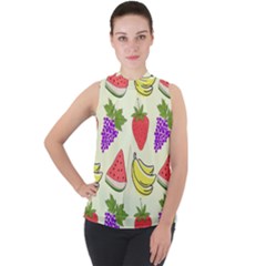Mock Neck Chiffon Sleeveless Top 