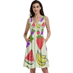 Sleeveless V-Neck Skater Dress with Pockets 