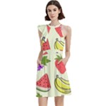 Fruits Pattern Background Food Cocktail Party Halter Sleeveless Dress With Pockets
