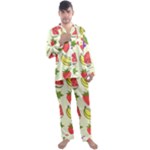 Fruits Pattern Background Food Men s Long Sleeve Satin Pajamas Set
