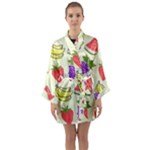 Fruits Pattern Background Food Long Sleeve Satin Kimono