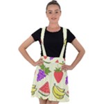 Fruits Pattern Background Food Velvet Suspender Skater Skirt