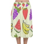 Fruits Pattern Background Food Velvet Flared Midi Skirt