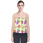 Fruits Pattern Background Food Velvet Spaghetti Strap Top