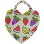 Fruits Pattern Background Food Giant Heart Shaped Tote
