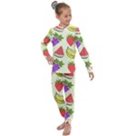 Fruits Pattern Background Food Kids  Long Sleeve Set 