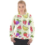 Fruits Pattern Background Food Women s Overhead Hoodie