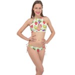 Fruits Pattern Background Food Cross Front Halter Bikini Set