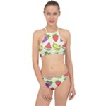 Fruits Pattern Background Food Halter Bikini Set