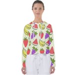 Fruits Pattern Background Food Women s Slouchy Sweat