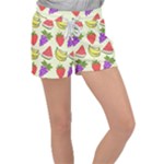 Fruits Pattern Background Food Women s Velour Lounge Shorts