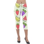 Fruits Pattern Background Food Lightweight Velour Capri Leggings 