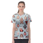 Christmas Cartoon Pattern Women s Sport Mesh T-Shirt