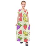 Fruits Pattern Background Food Kids  Short Sleeve Maxi Dress