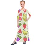 Fruits Pattern Background Food Kids  Quarter Sleeve Maxi Dress