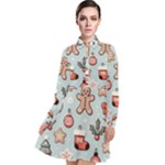 Christmas Cartoon Pattern Long Sleeve Chiffon Shirt Dress