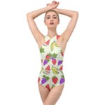 Fruits Pattern Background Food Cross Front Low Back Swimsuit