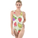 Fruits Pattern Background Food High Leg Strappy Swimsuit