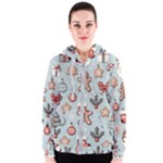 Christmas Cartoon Pattern Women s Zipper Hoodie
