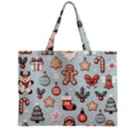 Christmas Cartoon Pattern Zipper Mini Tote Bag