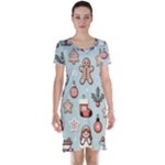 Christmas Cartoon Pattern Short Sleeve Nightdress