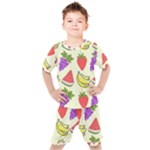 Fruits Pattern Background Food Kids  T-Shirt and Shorts Set