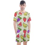 Fruits Pattern Background Food Men s Mesh T-Shirt and Shorts Set