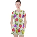 Fruits Pattern Background Food Women s T-Shirt and Shorts Set