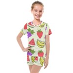 Fruits Pattern Background Food Kids  Mesh T-Shirt and Shorts Set