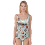Christmas Cartoon Pattern Princess Tank Leotard 