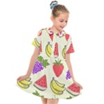 Fruits Pattern Background Food Kids  Short Sleeve Shirt Dress