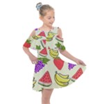 Fruits Pattern Background Food Kids  Shoulder Cutout Chiffon Dress