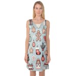 Christmas Cartoon Pattern Sleeveless Satin Nightdress