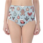 Christmas Cartoon Pattern Classic High-Waist Bikini Bottoms