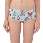 Christmas Cartoon Pattern Mid-Waist Bikini Bottoms
